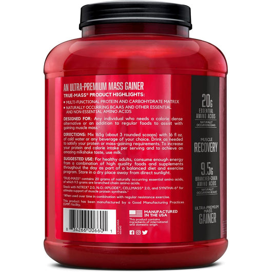 BSN TRUE-MASS Weight Gainer, Muscle Mass Gainer Protein Powder, Vanilla Ice Cream, 2.64 KG (Copy)