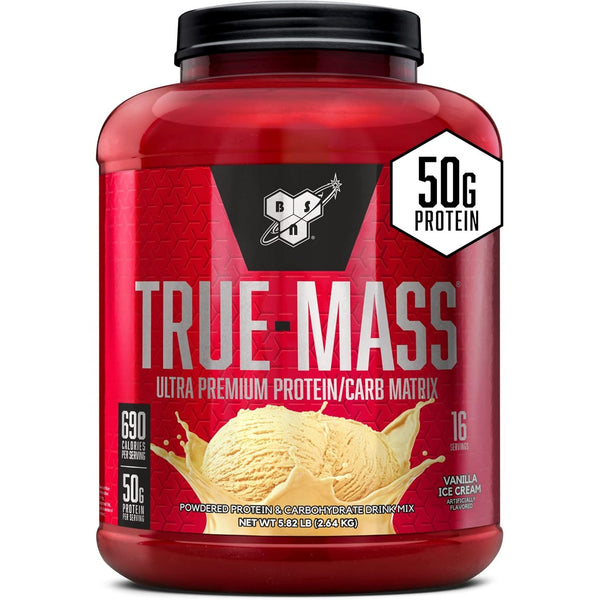 BSN TRUE-MASS Weight Gainer, Muscle Mass Gainer Protein Powder, Vanilla Ice Cream, 2.64 KG (Copy)