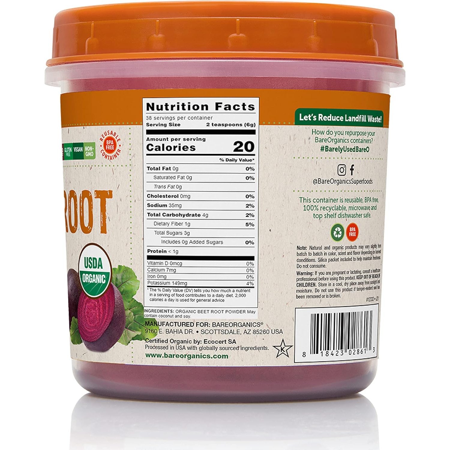 BareOrganics Organic Beet Root Powder 226g