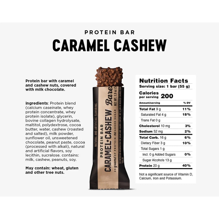 Barebells Protein Bar Caramel Cashew 20g Protein No Added Sugar 55g