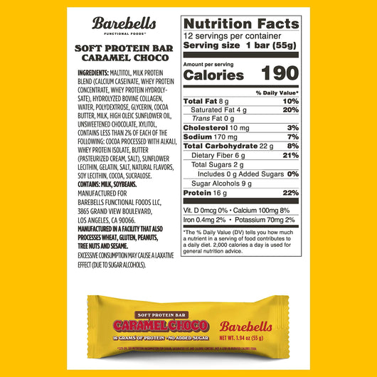 Barebells Soft Protein Bar Caramel Choco 16g Protein No Added Sugar 55g