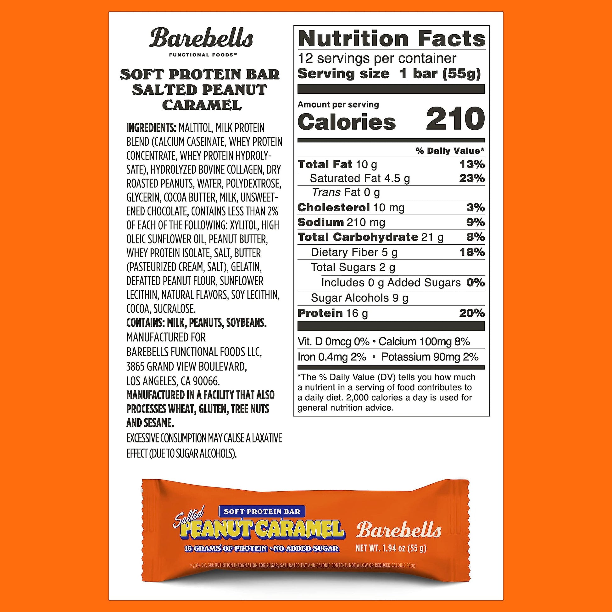 Barebells Soft Protein Bar Peanut Caramel 16g Protein No Added Sugar 55g