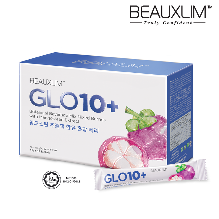 Beauxlim Glo10+ Mangosteen Extract and Astaxanthin with Marine Collagen (10g X 15 Sachets)