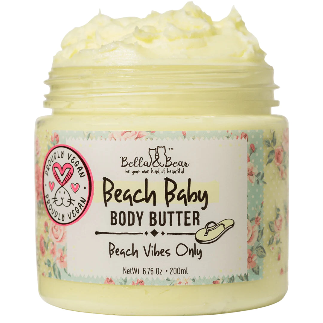 Bella & Bear Beach Baby Body Butter with Mango & Pineapple Gentle Moisturizer with Shea Butter for Silky Smooth Skin 227ml
