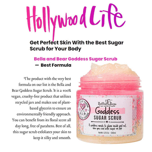 Bella & Bear Goddess Sugar Scrub Exfoliator And Shower Gel Brighten and Tighten Skin 200ml