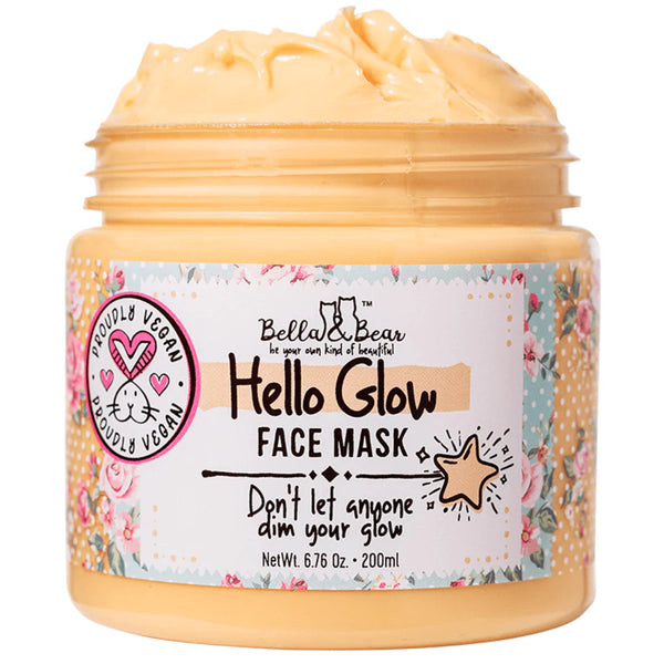 Bella & Bear Hello Glow Face Mask with skin brightening ingredients for younger looking skin 200ml