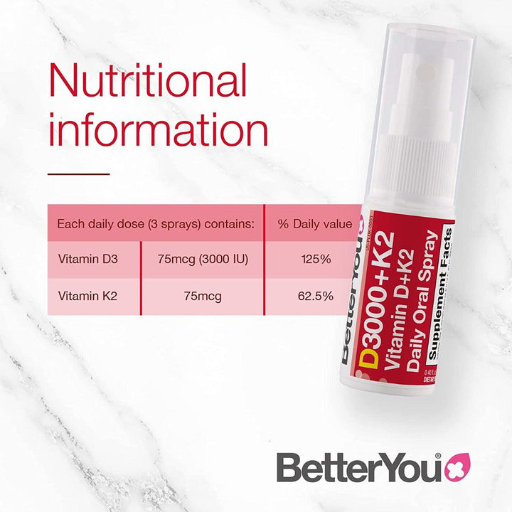 Better You D3000 Vitamin D3 With K2 Vitamin Oral Spray 12ml