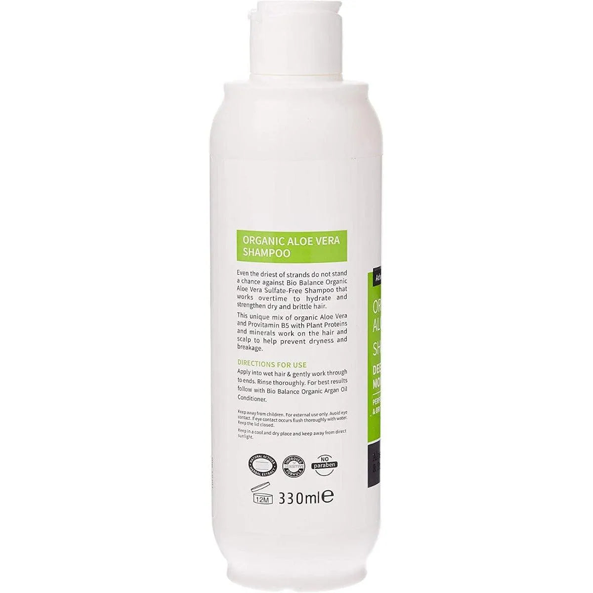 Bio Balance Organic Aloe Vera Shampoo For Dry & Brittle Hair No Sulfates No Parabens No Minerals 330