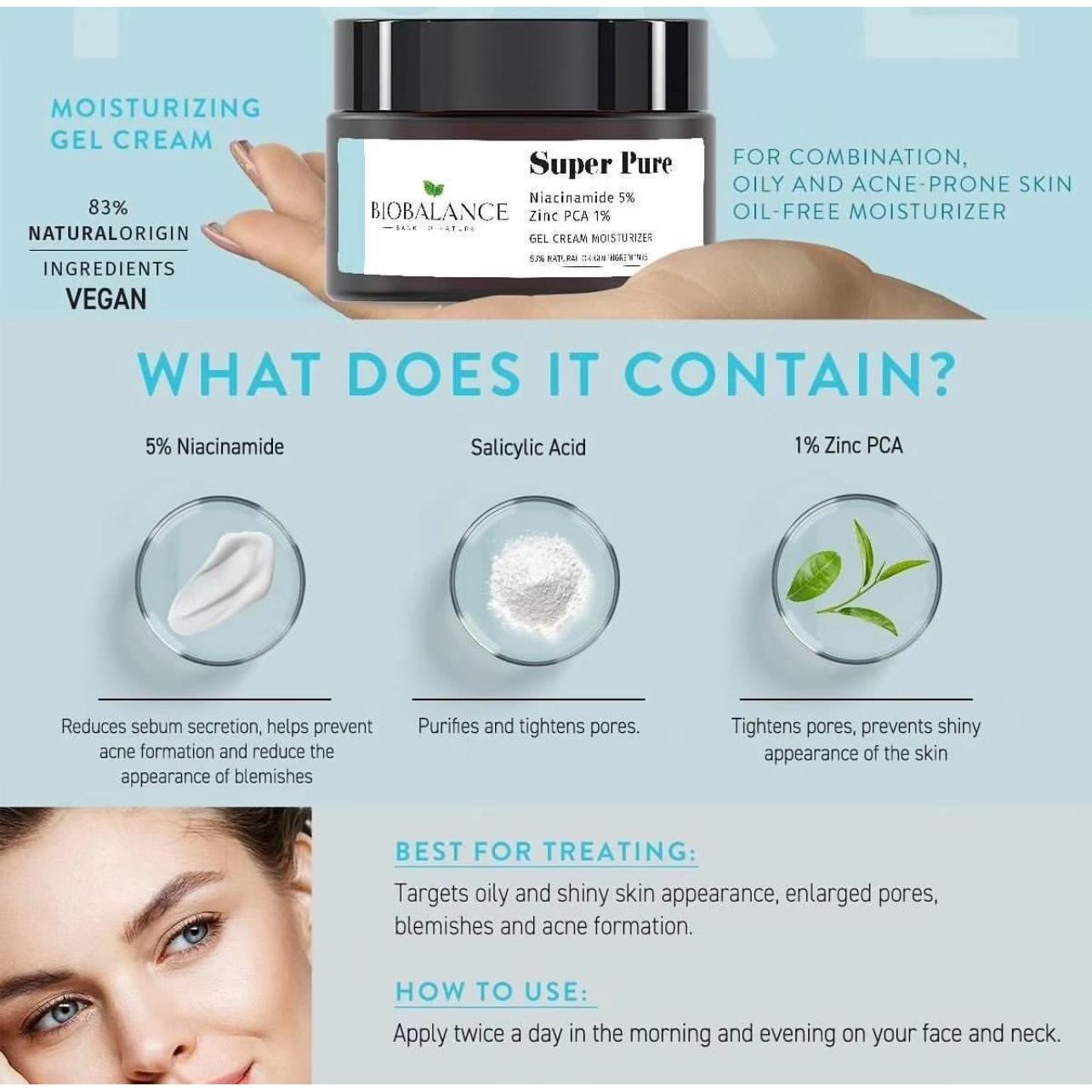 Bio Balance Super Pure Moisturizer Crema-gel Niacinamide 5% + Zinc PCA 1% 50 ml