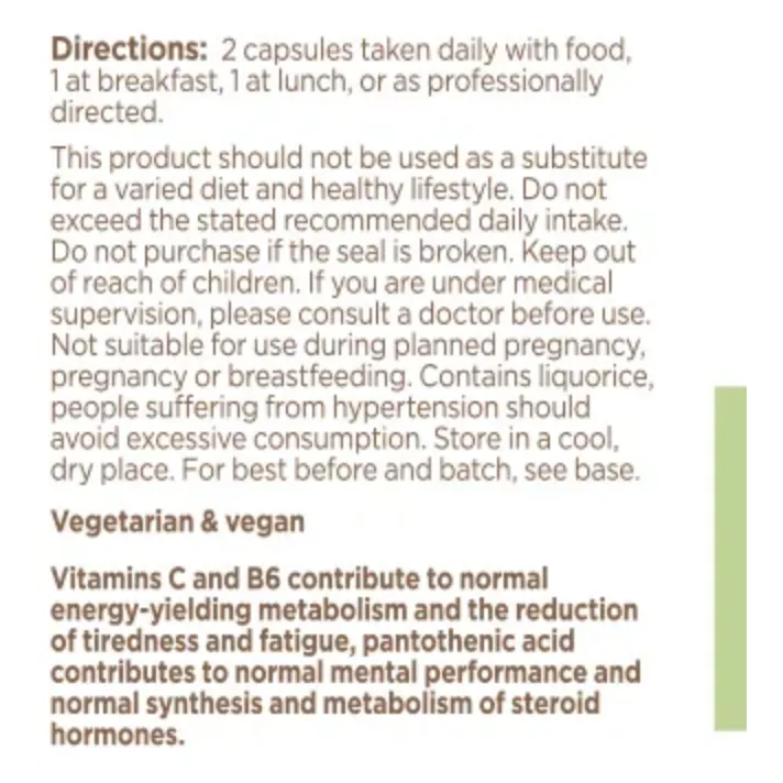 BioCare Adreno Complex with Rhodiola, Reishi mushroom, Liquorice and Siberian ginseng 60 Vegetable Capsules