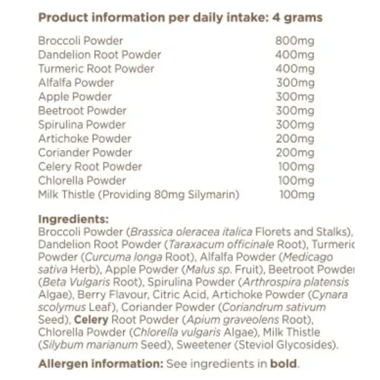 BioCare Cleanse NutriPowder with broccoli, turmeric, milk thistle & spirulina 120g Vegan