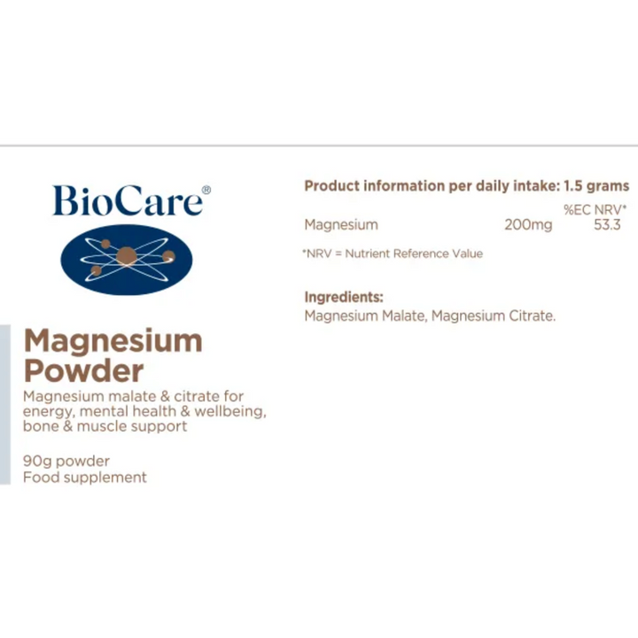 BioCare Magnesium Complex Powder of magnesium malate & magnesium citrate 90g Vegan