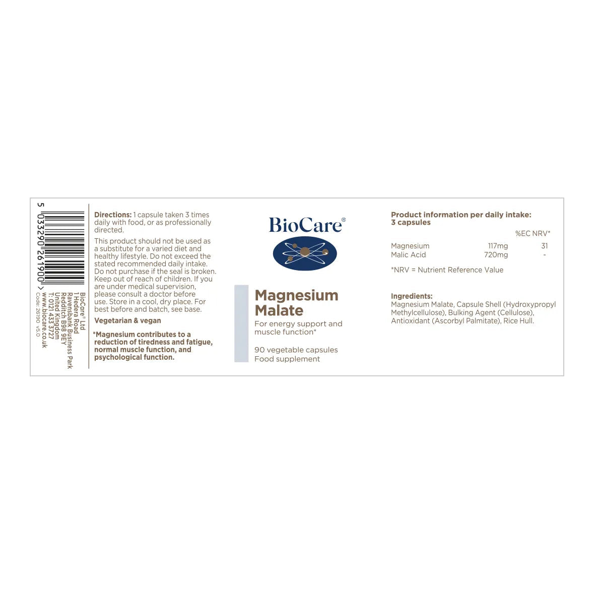 BioCare Magnesium Malate 90 Capsules