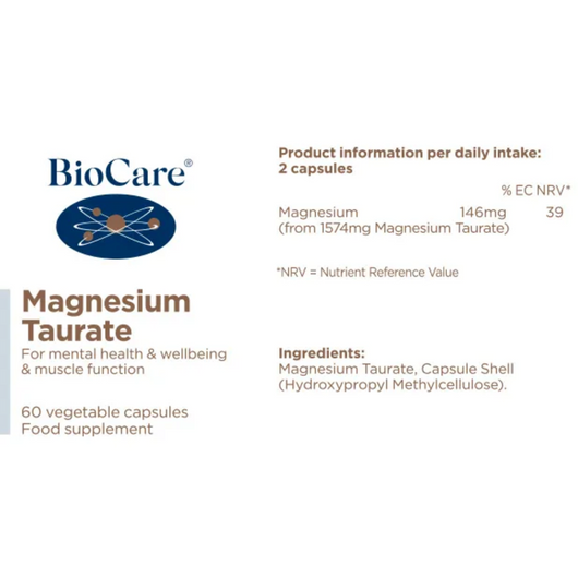 BioCare Magnesium Taurate 60 Capsules Vegan