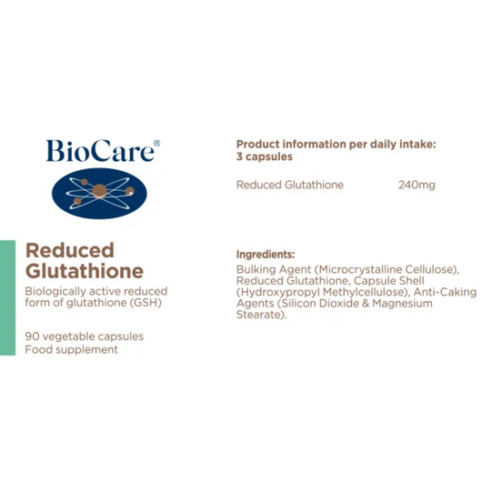 BioCare Reduced Glutathione 90 Capsules Vegan