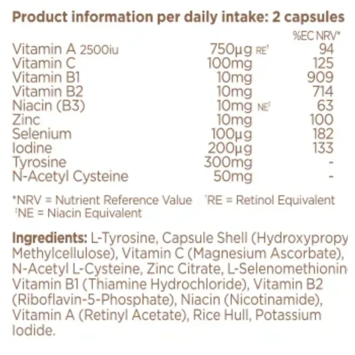 BioCare Thyroid Complex with Iodine, Selenium, B Vitamins, tyrosine & Zinc 60 Vegetable Capsules