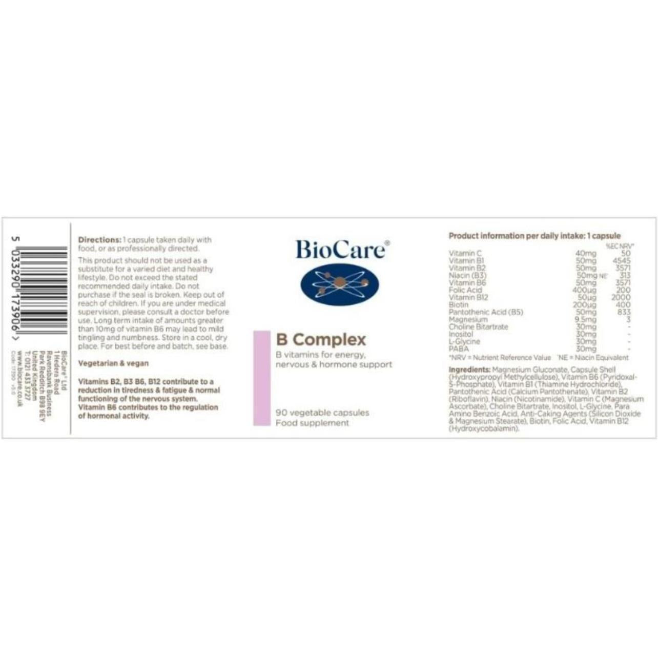 Biocare B Complex 90 Vegetarian capsules