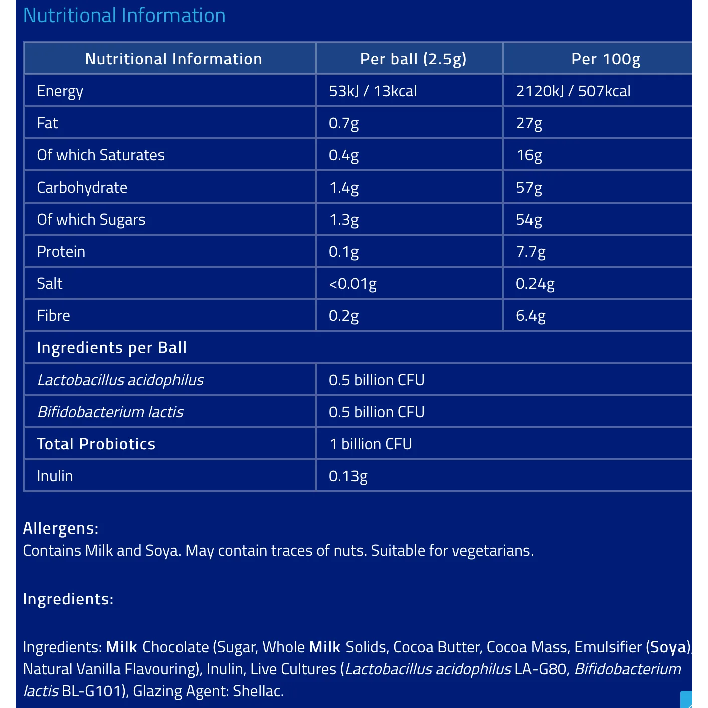 Bioglan Biotic Balance ChocBalls For Kids Milk Chocolate 1 Billion Live Bacteria Per Ball with Inulin, Vegetarian suitable for 4+ years 75g