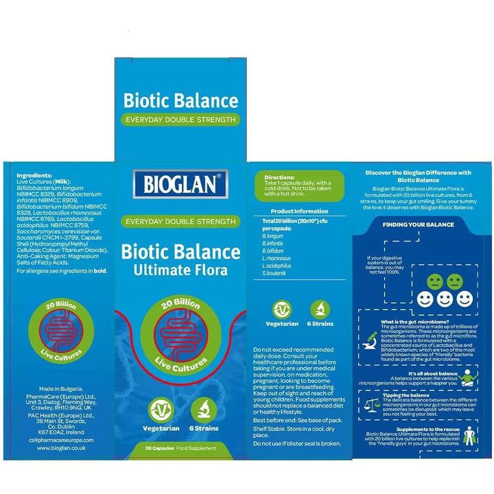 Bioglan Biotic Balance Ultimate Flora Probiotics 20 Billion Live Cultures 30 Capsules