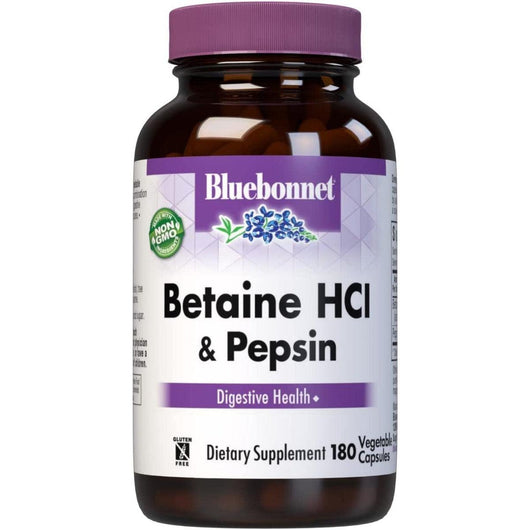 Bluebonnet Nutrition Betaine HCL Plus Pepsin 180 Veggie Caps