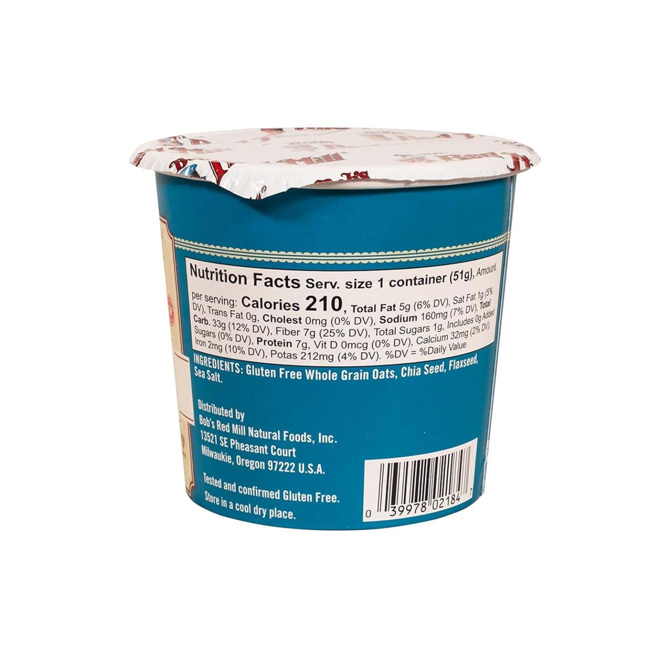 Bob's Red Mill, Organic Oatmeal Cup, Classic 51g