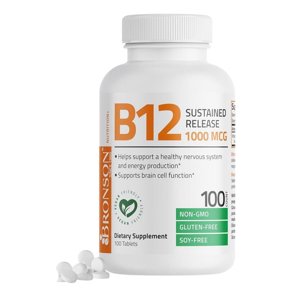 Bronson B12 Sustained Release Non-GMO 1000 MCG 100 Tablets