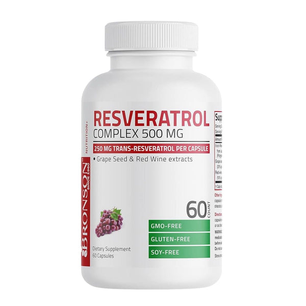 Bronson Resveratrol Complex 500mg Standardized Trans-Resveratrol 60 Capsules