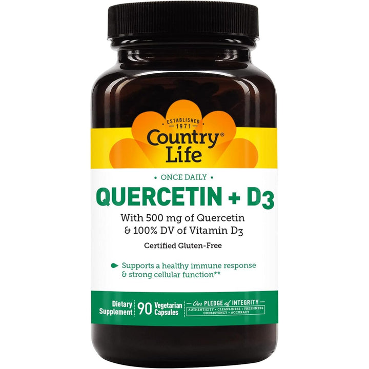 COUNTRY LIFE Quercetin + Vitamin D3 90 Vegetarian Capsules