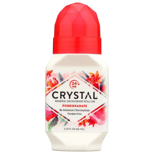 CRYSTAL Body Mineral Deodorant Roll-On Pomegranate With 24-Hour Odor Protection, Aluminum Free Chloride Free & Paraben Free 66ml