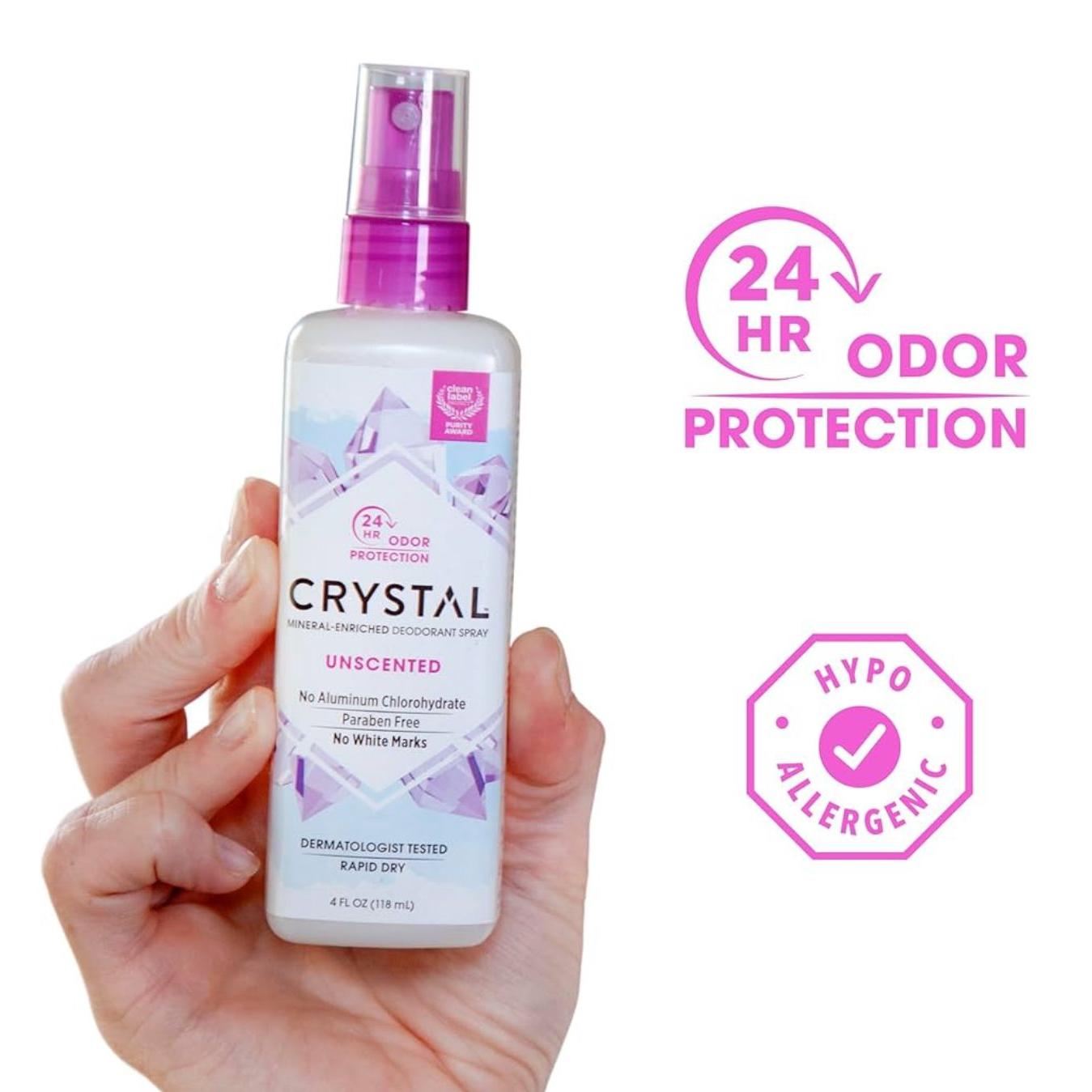 CRYSTAL, Mineral-Enriched Deodorant Spray, Unscented, 4 fl oz (118 ml)