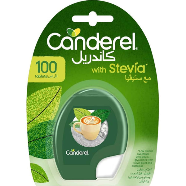 Canderel with Stevia Low Calorie Sweetener with Steviol Glycosides, 100 tablets