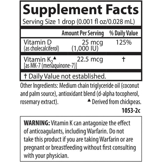 Carlson Kid's Super Daily Liquid Vitamin D3 + K2, 25 mcg 1,000 IU 10.16 ml