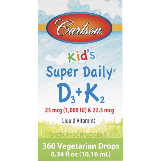 Carlson Kid's Super Daily Liquid Vitamin D3 + K2, 25 mcg 1,000 IU 10.16 ml