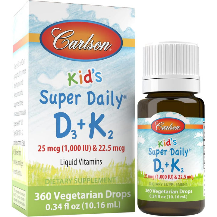 Carlson Kid's Super Daily Liquid Vitamin D3 + K2, 25 mcg 1,000 IU 10.16 ml