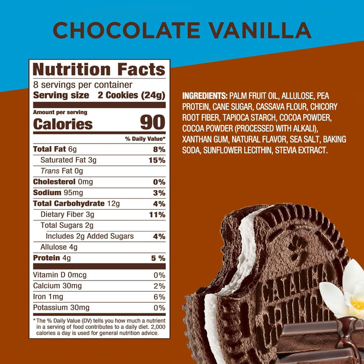 Catalina Crunch Keto Friendly Chocolate Vanilla Sandwich Cookie Low Carb Low Sugar Vegan 193g