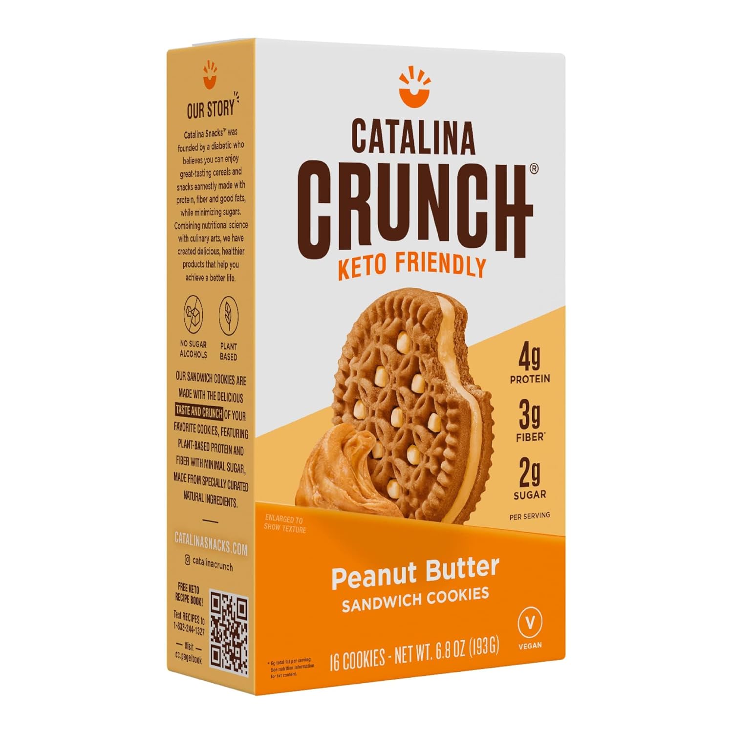 Catalina Crunch Keto Friendly Peanut Butter Sandwich Cookie Low Carb Low Sugar Vegan 193g