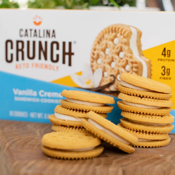 Catalina Crunch Keto Friendly Vanilla Creme Sandwich Cookie Low Carb Low Sugar Vegan 48g