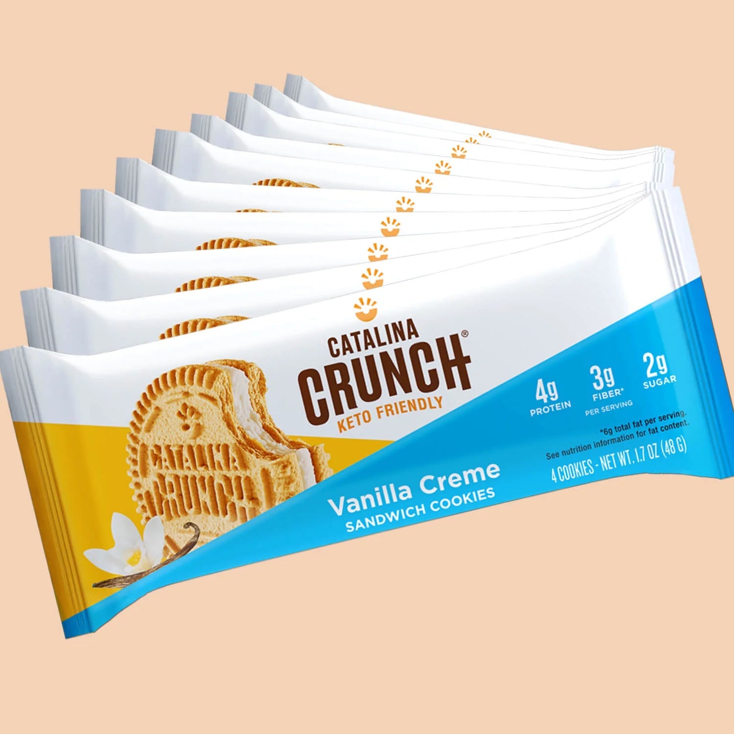 Catalina Crunch Keto Friendly Vanilla Creme Sandwich Cookie Low Carb Low Sugar Vegan 48g