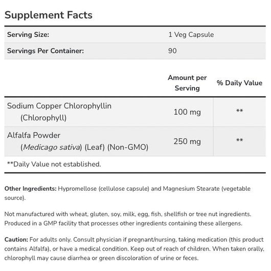 Chlorophyll 100 mg 90 Veg Capsules