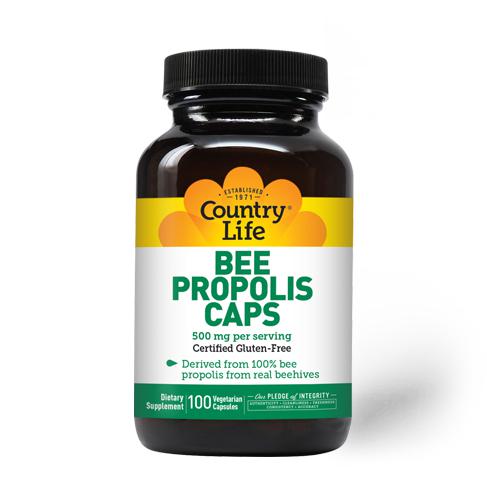 Country Life BEE Propolis 500mg Gluten Free 100 Vegetarian Capsules