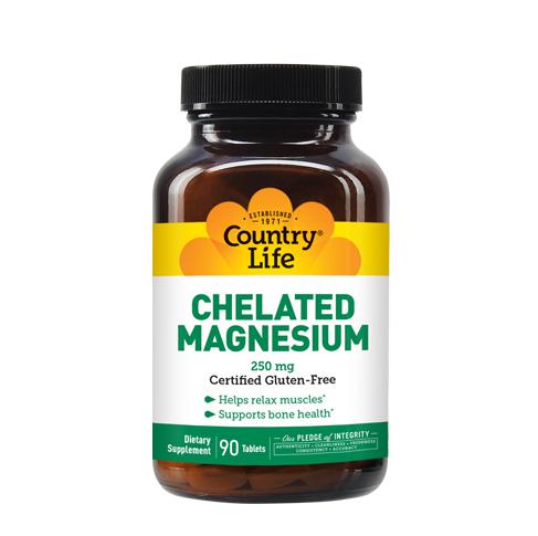 Country Life Chelated Magnesium 250 mg Gluten Free 90 Tablets