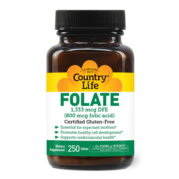 Country Life Folate 1,333 mcg DFE 800 mcg Folic Acid 250 Tablets