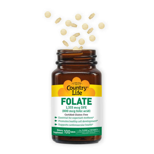 Country Life Folate 800 mcg Folic Acid 100 Tablets