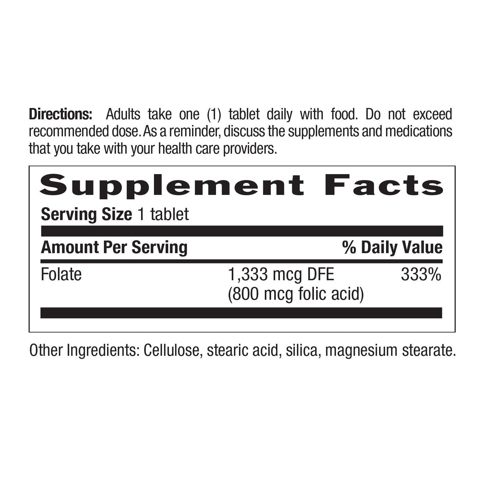 Country Life Folate 800 mcg Folic Acid 100 Tablets