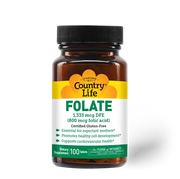 Country Life Folate 800 mcg Folic Acid 100 Tablets