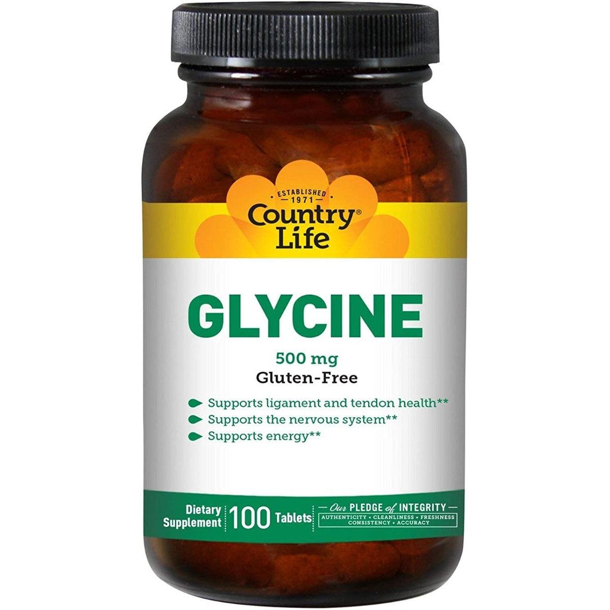Country Life Glycine 500mg 100 Tablets
