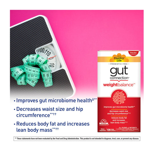 Country Life Gut Connection® Weight Balance Prebiotic Supplement Vegan and Gluten Free 120 Capsules