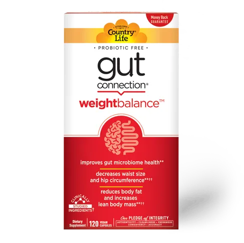 Country Life Gut Connection® Weight Balance Prebiotic Supplement Vegan and Gluten Free 120 Capsules