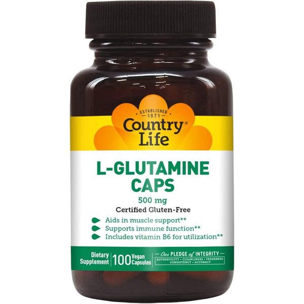 Country Life L-Glutamine 500 mg with Vitamin B6 100 Vegan Capsules