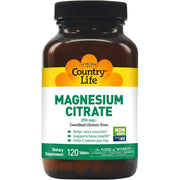 Country Life Magnesium Citrate 250 mg Gluten Free Non-GMO 120 Tablets